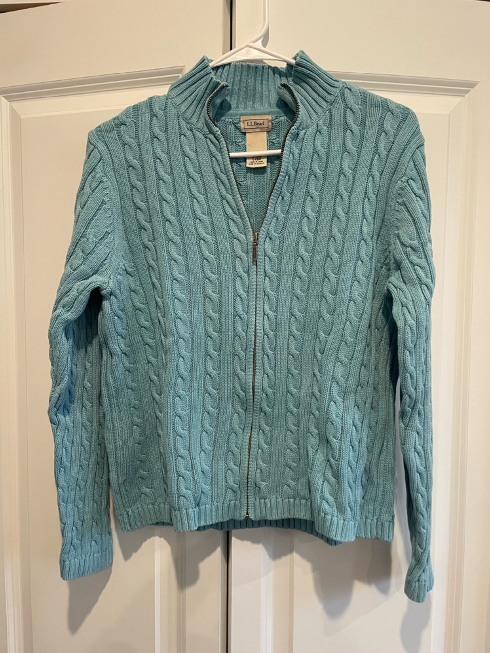 L.L. Bean Women's Cable Knit Zip-Front Sweater -